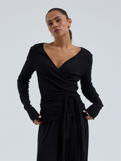 SEAMLESS BASIC JACQUARD WRAP BLACK